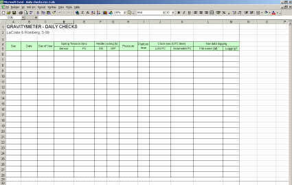 Daily check log-sheet