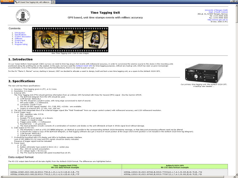 Time stamp unit documentation