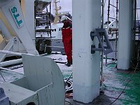 3rd deck, facing stern7port, fr. 5. Streamer hydraulic controls.