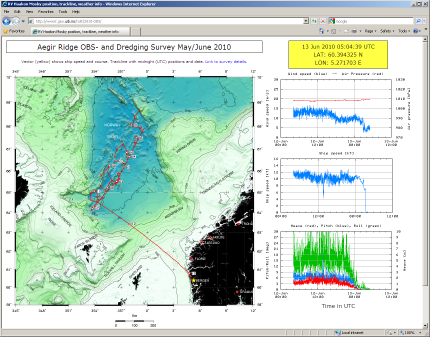 Click to see ship position, track line, weather ++