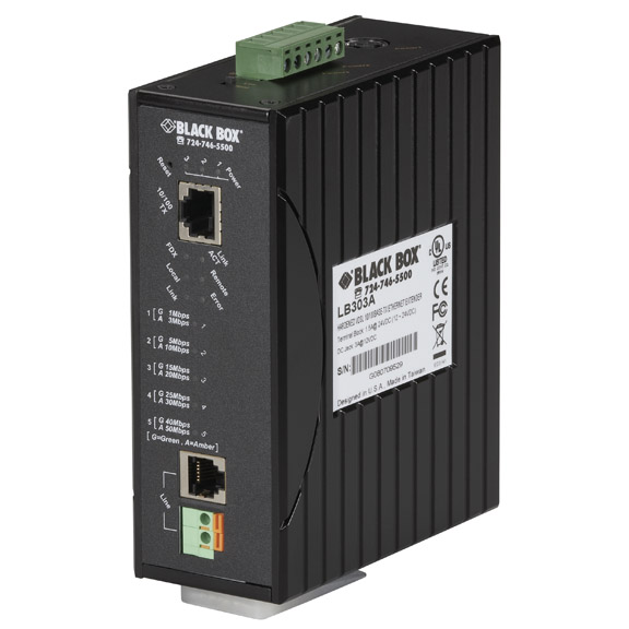 Black Box 10BASE-T/100BASE-TX Hardened Ethernet Extender over vDSL, 1-Port