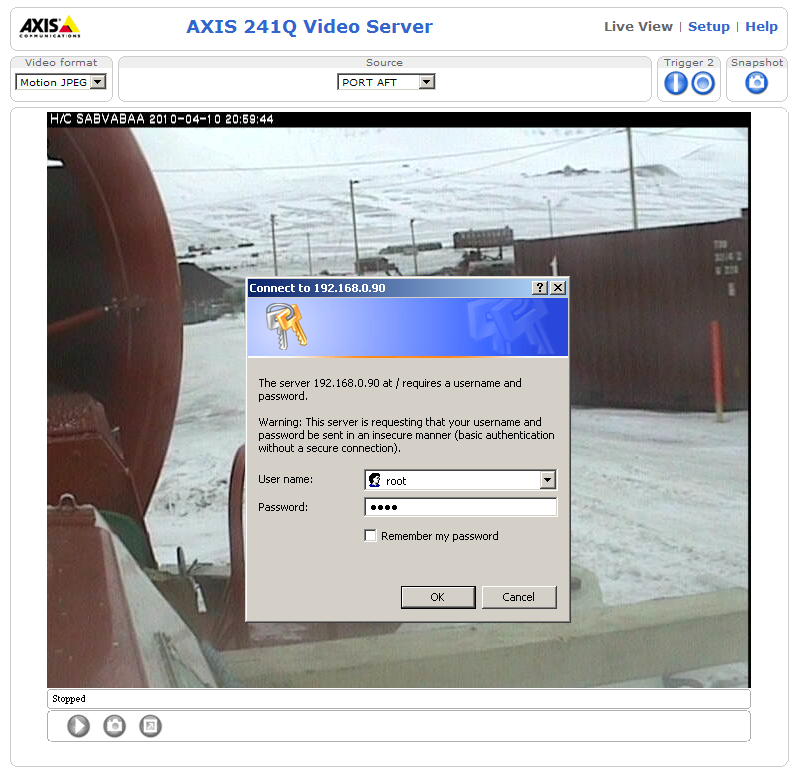 Login Axis mod. 241Q Video Server