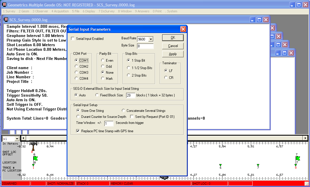 Geode software serial setup menu