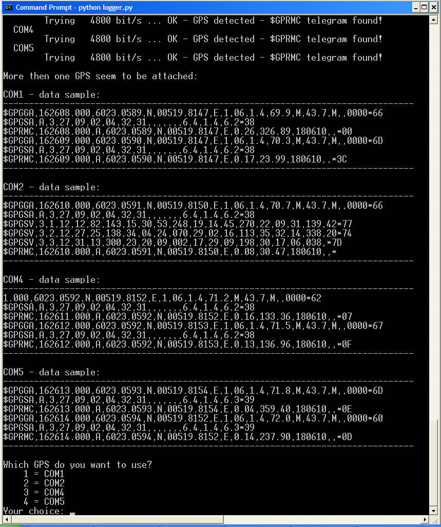 Running Nav data + Echo Sounder logging program